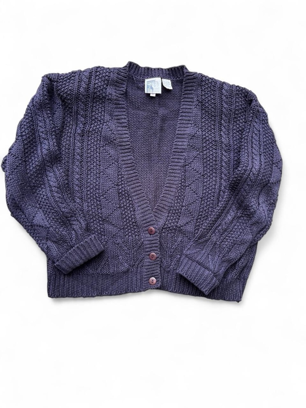 Vintage 80s Chunky Cable Knit Cardigan Sweater- Medium -Tarazzia Design Group